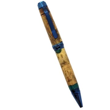 Maple Burl Cigar Pen Blue Titanium Finish