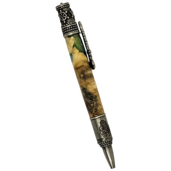 Burl Nautical Pen Antique Pewter