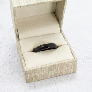 African Blackwood Black Ceramic Ring in a ring box